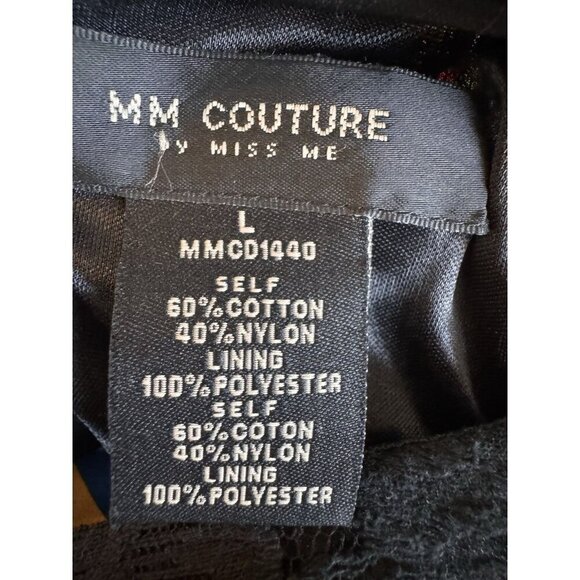MM Couture by Miss Me Dress Womens Size L Black Lace Bow Ribbon Open Back - Picture 4 of 12